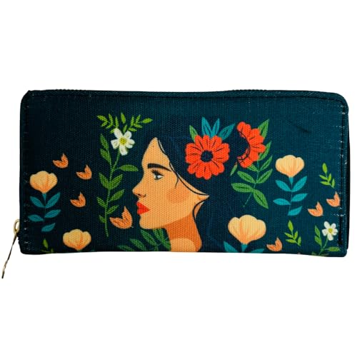 Handmade Printed Blooming Princess Canvas Hand Wallet,Purse or Clutch