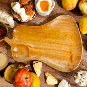 Pear-Shaped Mahogany Wood Serving Platter