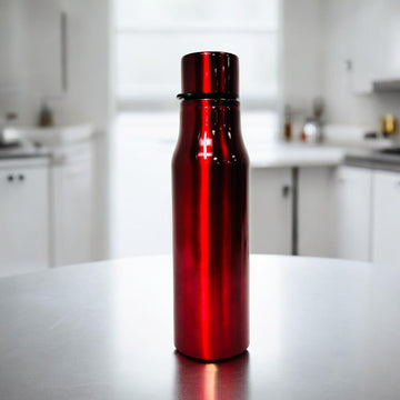 Stainless Steel Glossy Solid Colour Water Bottle - 750ml (Red)