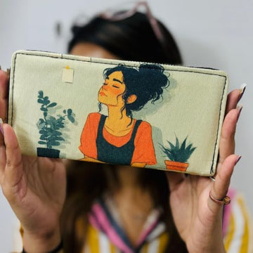 Handmade Printed Nature Breath Cotton Canvas Wallet,Purse or Clutch