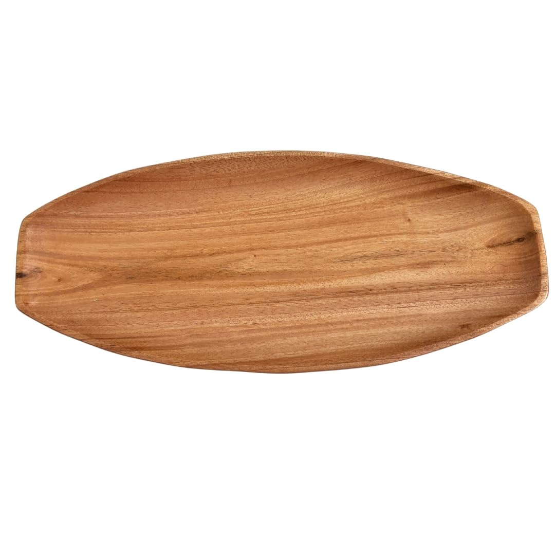 Boat-Shaped Mahogany Wood Serving Platter