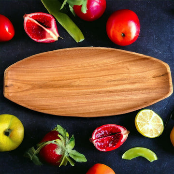 Boat-Shaped Mahogany Wood Serving Platter