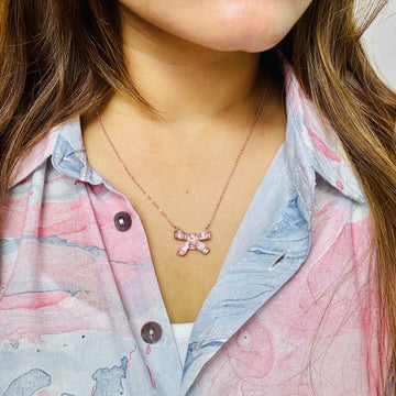 Women's Anti Tarnish Rosegold Bow Necklace