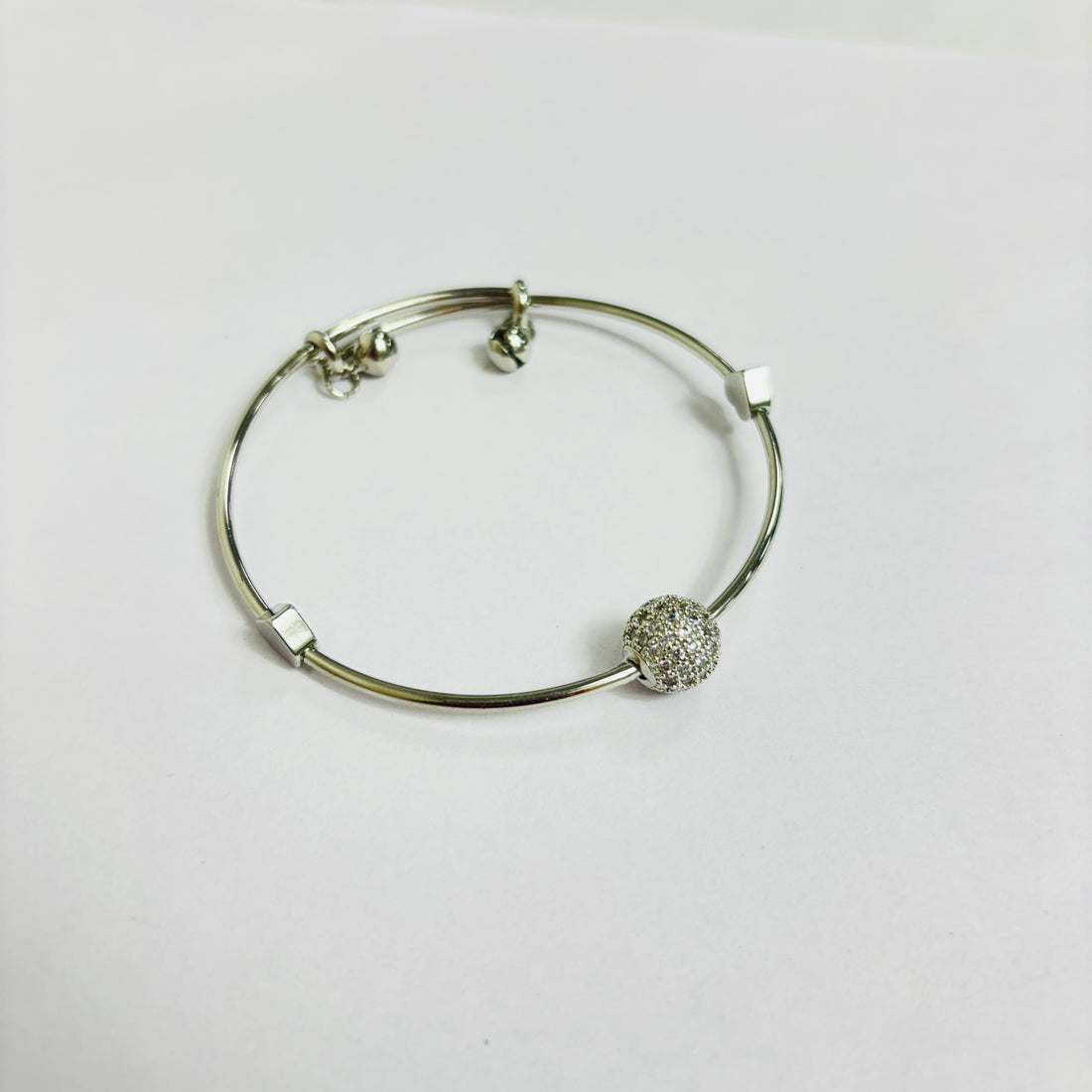 Designer Silver-Plated Anti-Tarnish Zircon Stone Adjustable Trendy Kada/Bangle