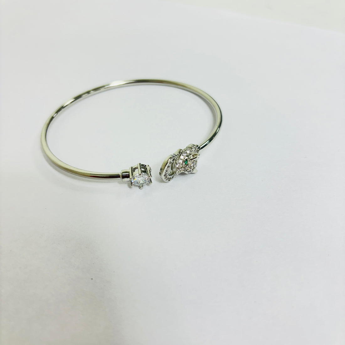 Designer Silver-Plated Zircon Anti-Tarnish Adjustable and Openable Trendy Kada/Bangle