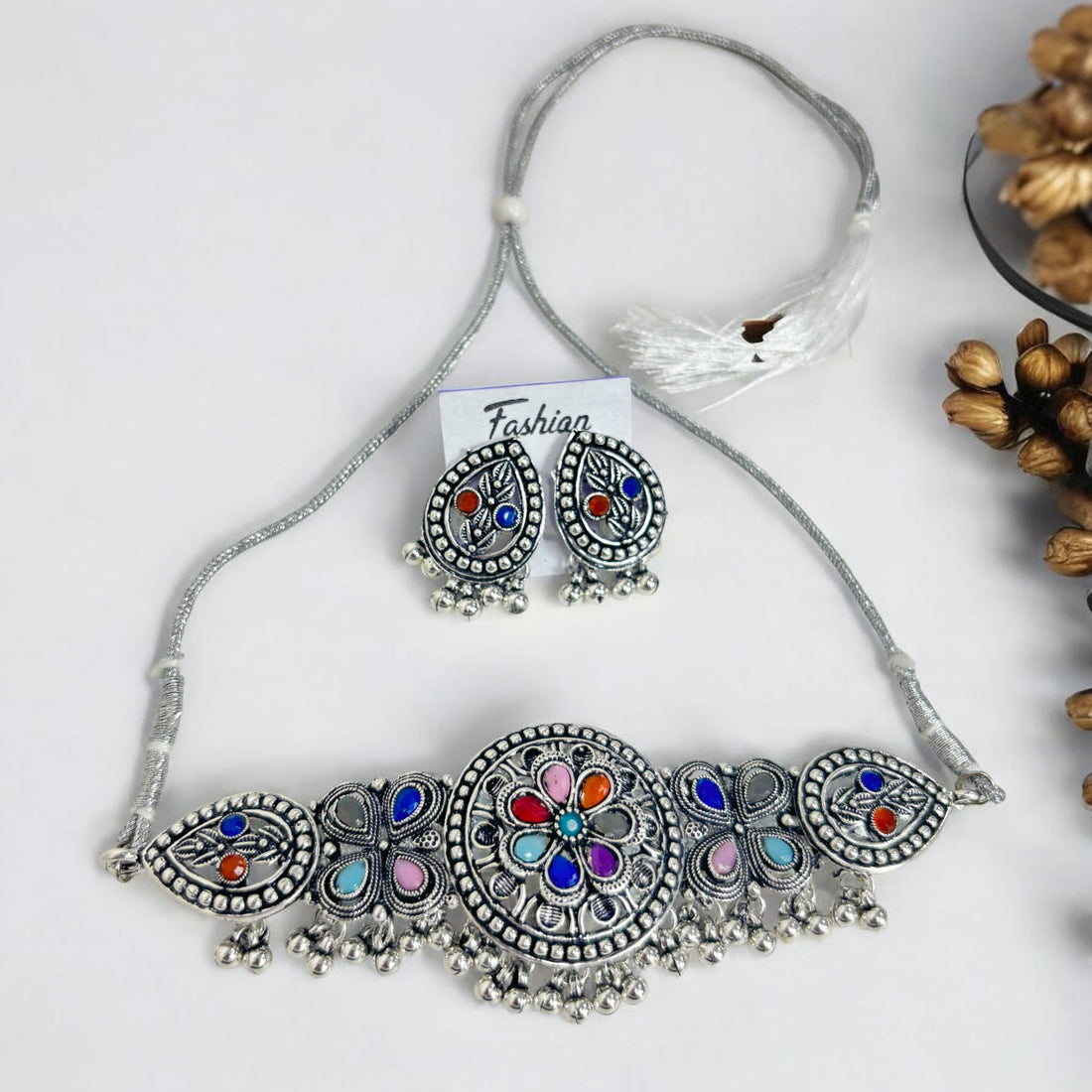 Boho Choker Oxidized Stylish Jewellery Set