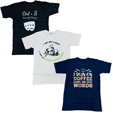 Casual & Cool Quotes Design Unisex Graphic T-Shirts Pack of 3