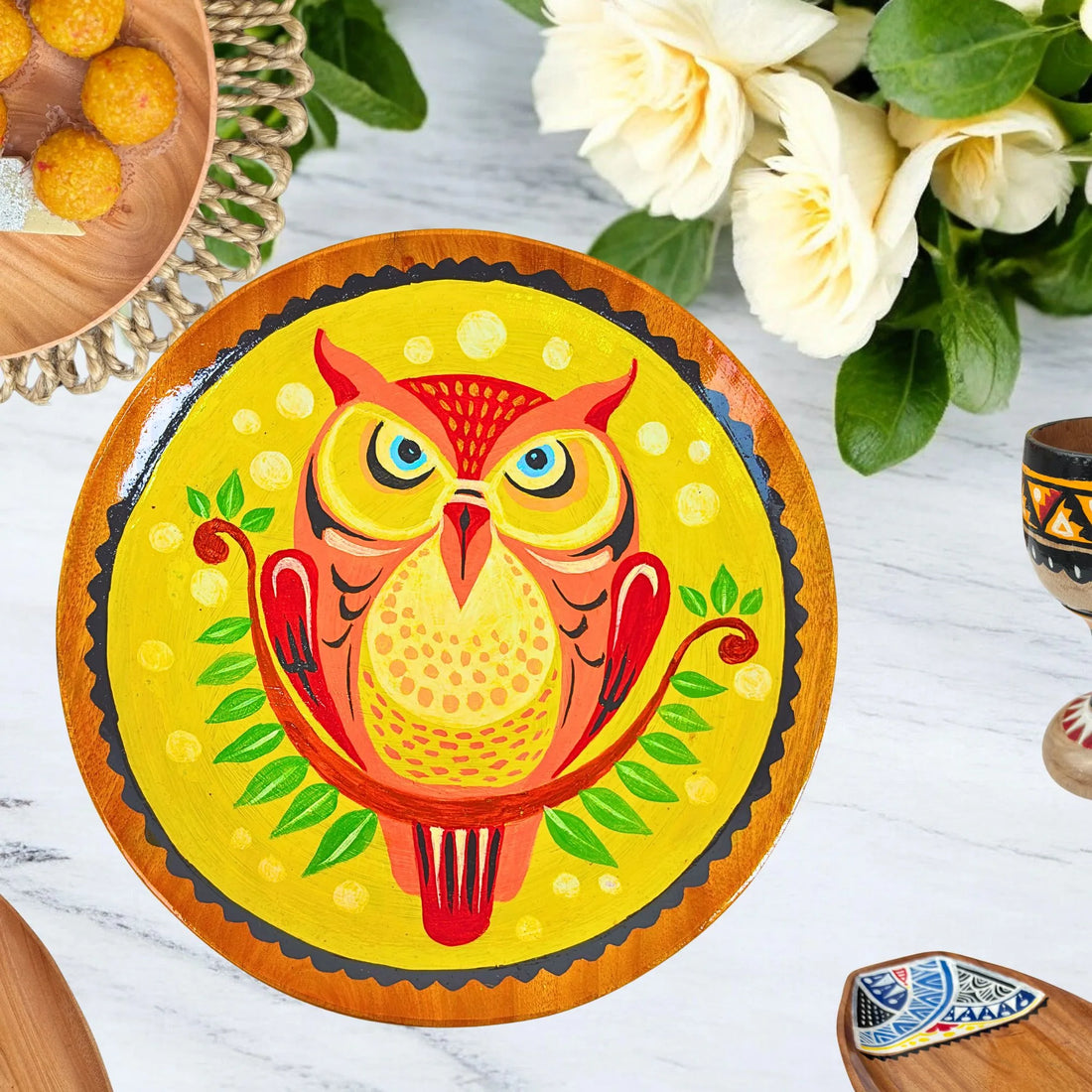 Handmade Owl-Themed Wooden Platters/ Wall Art (Single)